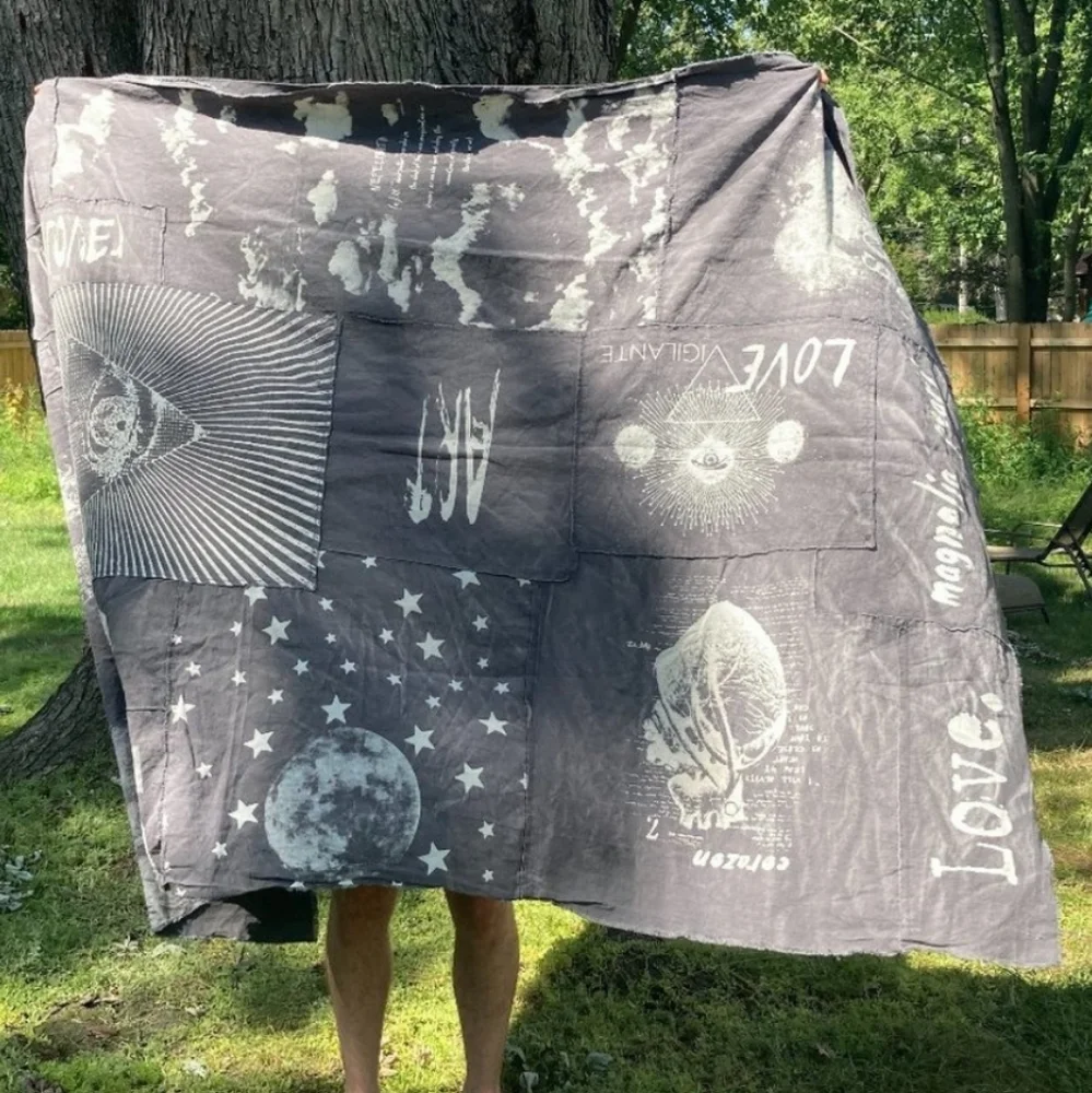 Magnolia Pearl Bob Dylan Blanket Artist Squat Throw Dropcloth 001 Ozzy Patchwork